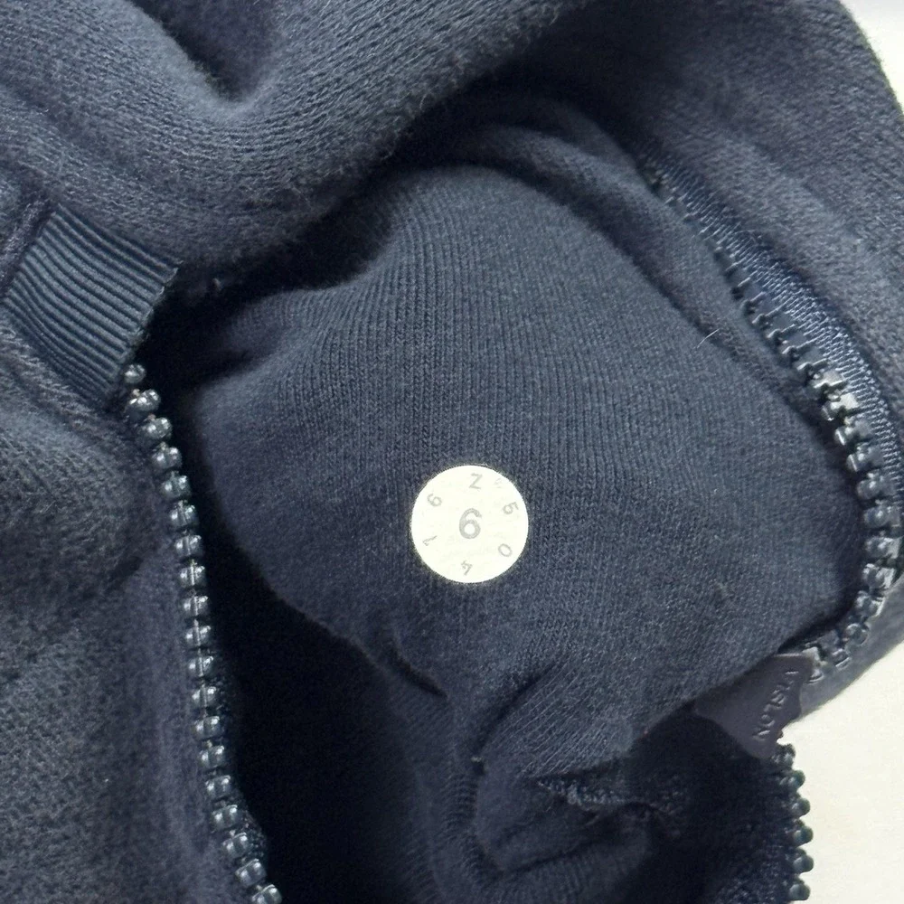 Lululemon Be True Fleece Hoodie Womens 6 Navy‎ Blue Full Zip Quilted Drawstring